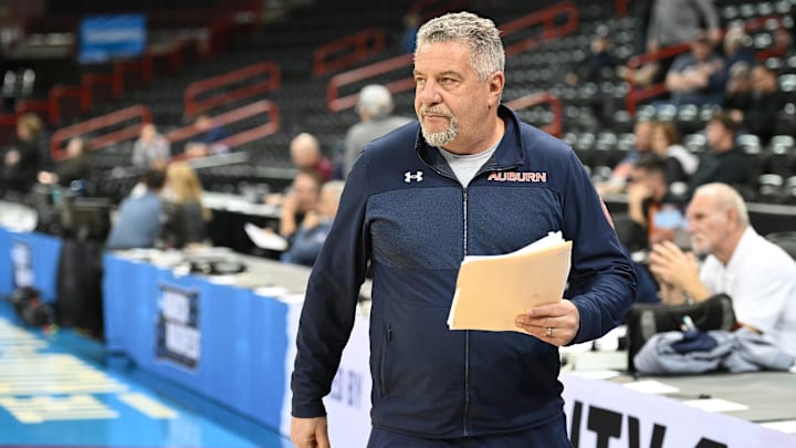 Mar 21, 2024; Spokane, WA, USA; Auburn Tigers head coach Bruce Pearl during practice at Spokane