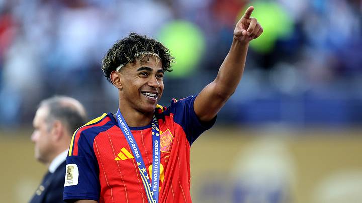 Soccer Football - FIFA World Cup 2026 - Final - Spain v Argentina - New York/New Jersey Stadium, East Rutherford, New Jersey, U.S. - July 19, 2026 Spain's Lamine Yamal celebrates after winning the World Cup IMAGN IMAGES via Reuters/Mark J Rebilas Soccer Football - FIFA World Cup 2026 - Final - Spain v Argentina - New York/New Jersey Stadium, East Rutherford, New Jersey, U.S. - July 19, 2026 Spain's Lamine Yamal celebrates after winning the World Cup IMAGN IMAGES via Reuters/Mark J Rebilas