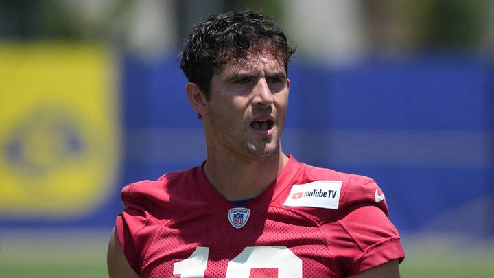 Jun 2, 2026; Woodland Hills, CA, USA; Los Angeles Rams quarterback Stetson Bennett IV (13) during organized team activities at Rams Practice Facility. Mandatory Credit: Kirby Lee-Imagn Images