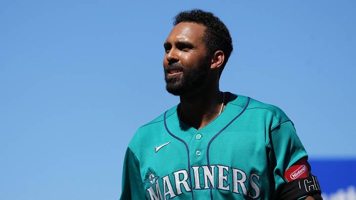 Mar 12, 2026; Mesa, Arizona, USA; Seattle Mariners center fielder Brennen Davis (78) reacts after striking out against the Chicago Cubs in the first inning at Sloan Park. Mandatory Credit: Rick Scuteri-Imagn Images