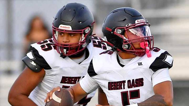 Desert Oasis QB Preston Helsham shined while beating Spring Valley last week Desert Oasis QB Preston Helsham shined while beating Spring Valley last week