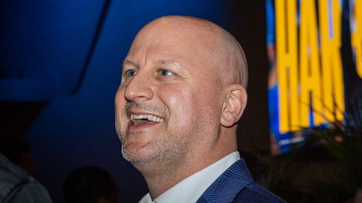 Introductory press conference of Chargers Head Coach Jim Harbaugh at YouTube Theater in Inglewood Introductory press conference of Chargers Head Coach Jim Harbaugh at YouTube Theater in Inglewood