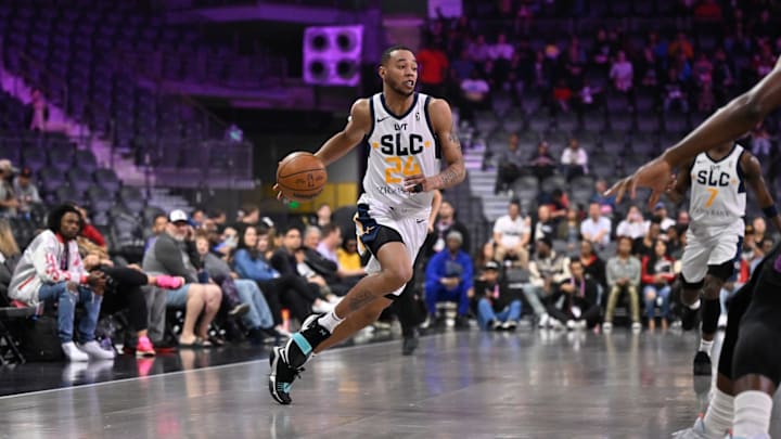 Taevion Kinsey playing for the Salt Lake City Stars, via NBA.com