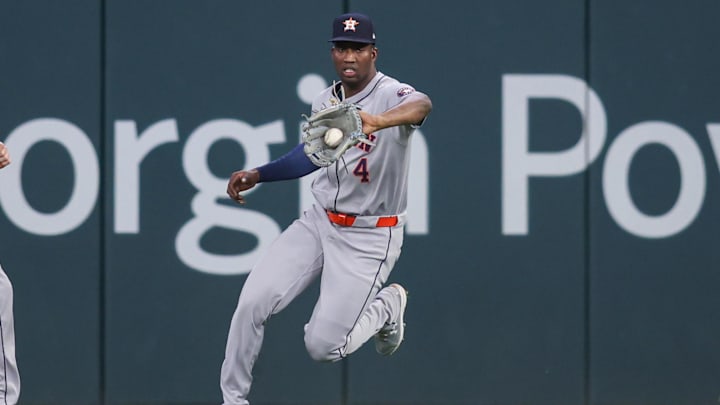 Jesus Sanchez of Houston Astros fields ball