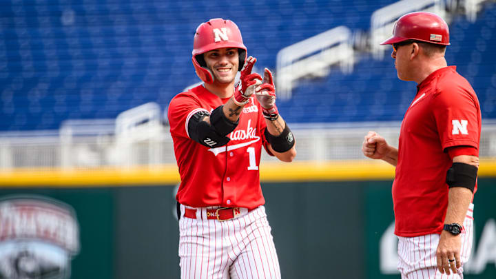 Riley Silva smiles after a single. 