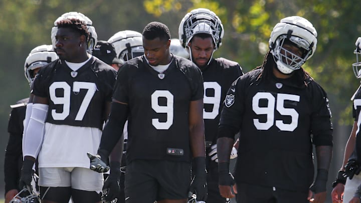 Las Vegas Raiders DE Janarius Robinson, DE Tyree Wilson, and DT John Jenkins