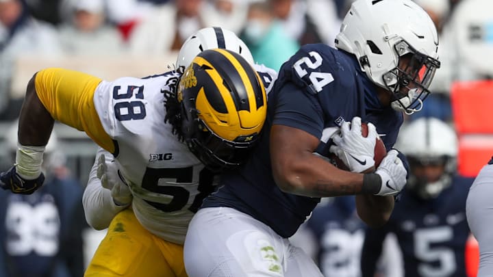 Nov 13, 2021; University Park, Pennsylvania, USA; Penn State Nittany Lions running back Keyvone Lee