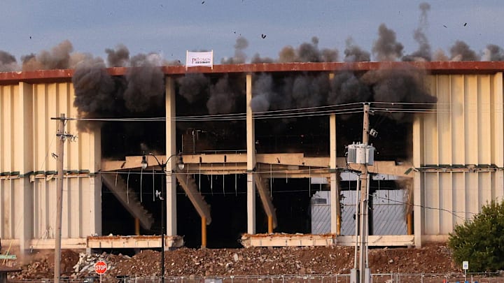 Implosion of the Jim Norick Arena at OKC State Fair Park, Tuesday, Aug. 12, 2025. Implosion of the Jim Norick Arena at OKC State Fair Park, Tuesday, Aug. 12, 2025.
