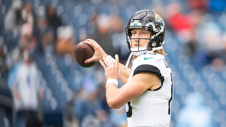 Jan 7, 2024; Nashville, Tennessee, USA;  Jacksonville Jaguars quarterback Trevor Lawrence (16)