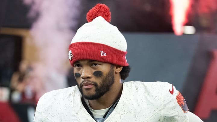 Sep 25, 2025; Glendale, Arizona, USA; Arizona Cardinals quarterback Kyler Murray (1) against the Seattle Seahawks at State Farm Stadium. Mandatory Credit: Mark J. Rebilas-Imagn Images