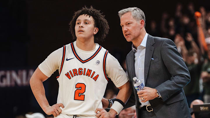 Virginia Cavaliers guard Chance Mallory and head coach Ryan Odom Virginia Cavaliers guard Chance Mallory and head coach Ryan Odom