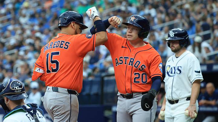 Houston Astros third baseman Isaac Paredes is congratulated by shortstop Nick Allen after he hit a two-run home run against the Tampa Bay Rays during the sixth inning at Tropicana Field. Mandatory Credit: Kim Klement Neitzel-Imagn Images Houston Astros third baseman Isaac Paredes is congratulated by shortstop Nick Allen after he hit a two-run home run against the Tampa Bay Rays during the sixth inning at Tropicana Field. Mandatory Credit: Kim Klement Neitzel-Imagn Images