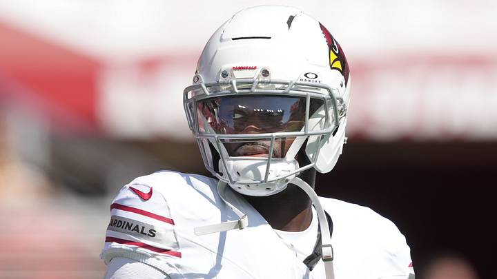 Sep 27, 2026; Santa Clara, California, USA; Arizona Cardinals running back Jeremiyah Love (4) before the game against the San Francisco 49ers at Levi's Stadium. Mandatory Credit: Darren Yamashita-Imagn Images Sep 27, 2026; Santa Clara, California, USA; Arizona Cardinals running back Jeremiyah Love (4) before the game against the San Francisco 49ers at Levi's Stadium. Mandatory Credit: Darren Yamashita-Imagn Images