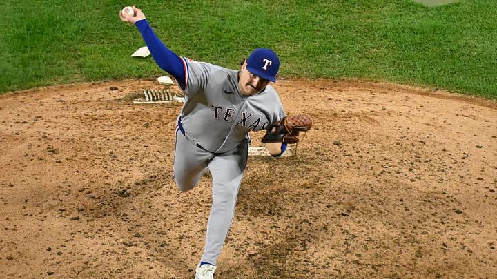 Texas Rangers pitcher Peyton Gray.  Credit: Matt Marton-Imagn Images