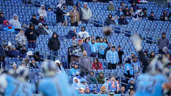 Tennessee Titans fans look on at Nissan Stadium