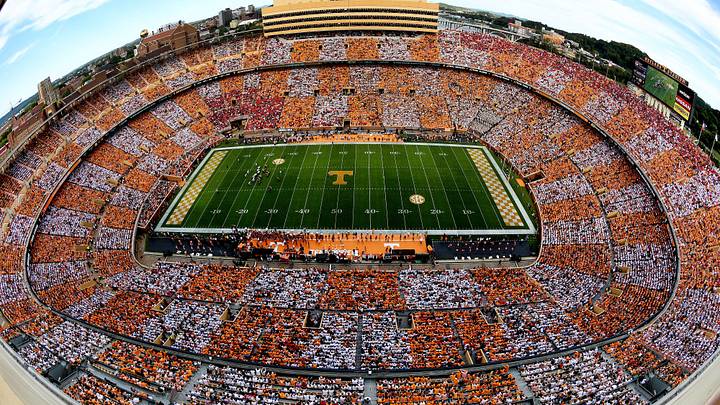 A checkered pattern colors Neyland Stadium during the Tennessee Volunteers vs. Georgia Bulldogs game at Neyland Stadium in Knoxville, Tennessee on Saturday, September 30, 2017.
Ut Neyland Checkered 2017 A checkered pattern colors Neyland Stadium during the Tennessee Volunteers vs. Georgia Bulldogs game at Neyland Stadium in Knoxville, Tennessee on Saturday, September 30, 2017.
Ut Neyland Checkered 2017