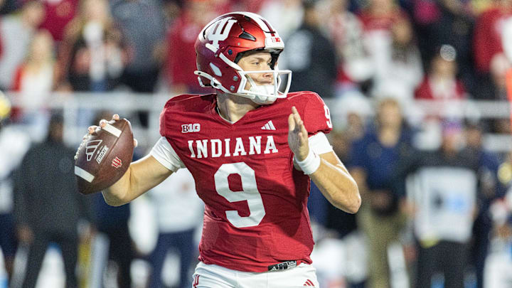 Indiana Hoosiers quarterback Kurtis Rourke (9) passes the ball in the second half against the Michigan Wolverines at Memorial Stadium.