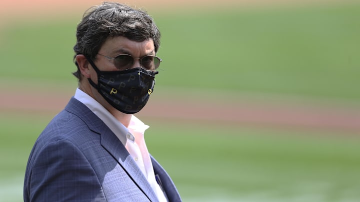 Apr 8, 2021; Pittsburgh, Pennsylvania, USA; Pittsburgh Pirates owner Robert Nutting looks on before the opening day baseball game against the Chicago Cubs at PNC Park. Mandatory Credit: Charles LeClaire-Imagn Images Apr 8, 2021; Pittsburgh, Pennsylvania, USA; Pittsburgh Pirates owner Robert Nutting looks on before the opening day baseball game against the Chicago Cubs at PNC Park. Mandatory Credit: Charles LeClaire-Imagn Images