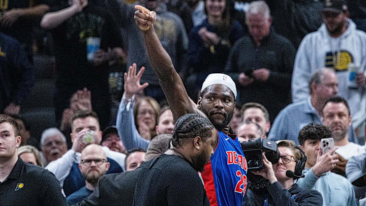 Jan 29, 2025; Indianapolis, Indiana, USA; Detroit Pistons center Isaiah Stewart (28) : Trevor Ruszkowski-Imagn Images