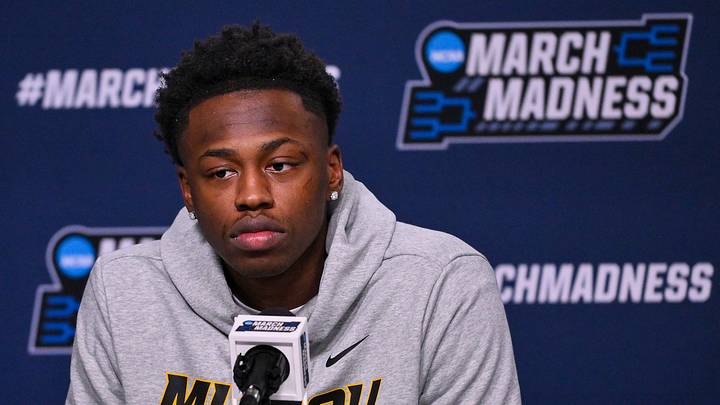 Mar 19, 2026; St. Louis, MO, USA; Missouri Tigers forward Mark Mitchell (25) talks with the media during a practice session ahead of the first round of the men's 2026 NCAA Tournament at Enterprise Center. Mandatory Credit: Jeff Curry-Imagn Images Mar 19, 2026; St. Louis, MO, USA; Missouri Tigers forward Mark Mitchell (25) talks with the media during a practice session ahead of the first round of the men's 2026 NCAA Tournament at Enterprise Center. Mandatory Credit: Jeff Curry-Imagn Images