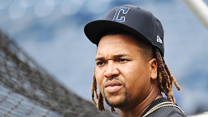 Apr 3, 2026; Cleveland, Ohio, USA; Cleveland Guardians third baseman Jose Ramirez (11) watches during batting practice before the game between the Guardians and the Chicago Cubs at Progressive Field. Mandatory Credit: Ken Blaze-Imagn Images Apr 3, 2026; Cleveland, Ohio, USA; Cleveland Guardians third baseman Jose Ramirez (11) watches during batting practice before the game between the Guardians and the Chicago Cubs at Progressive Field. Mandatory Credit: Ken Blaze-Imagn Images