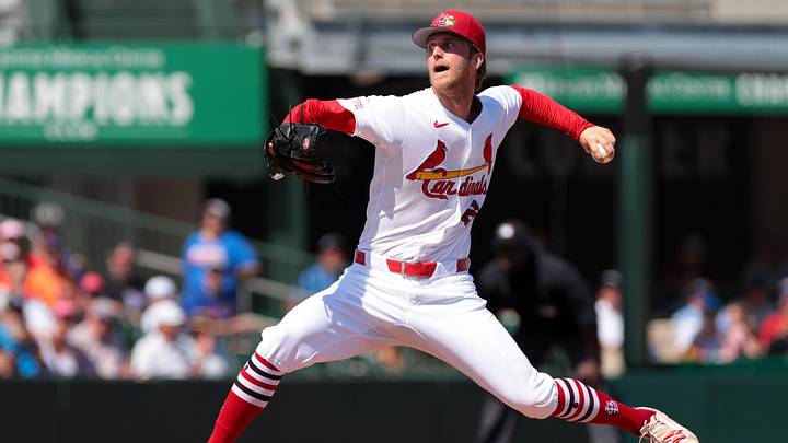 Feb 27, 2026; Jupiter, Florida, USA; St. Louis Cardinals starting pitcher Quinn Mathews (60) delivers a pitch against the New York Mets during the first inning at Roger Dean Chevrolet Stadium. Mandatory Credit: Sam Navarro-Imagn Images Feb 27, 2026; Jupiter, Florida, USA; St. Louis Cardinals starting pitcher Quinn Mathews (60) delivers a pitch against the New York Mets during the first inning at Roger Dean Chevrolet Stadium. Mandatory Credit: Sam Navarro-Imagn Images