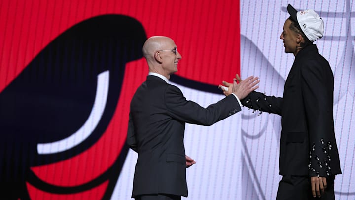 2025 NBA Draft - Round One, Adam Silver and Noa Essengue