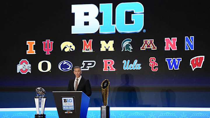 Big Ten commissioner Tony Petitti speaks to the media during the Big Ten Football Media Days in Las Vegas. 