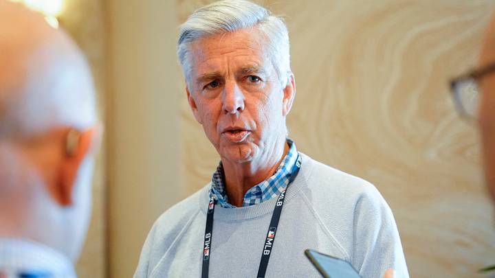 Nov 9, 2022; Las Vegas, NV, USA; Philadelphia Phillies president of baseball operations Dave Dombrowski answers questions from the media during the MLB GM Meetings at The Conrad Las Vegas. Mandatory Credit: Lucas Peltier-USA TODAY Sports Nov 9, 2022; Las Vegas, NV, USA; Philadelphia Phillies president of baseball operations Dave Dombrowski answers questions from the media during the MLB GM Meetings at The Conrad Las Vegas. Mandatory Credit: Lucas Peltier-USA TODAY Sports