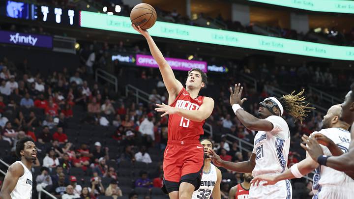 Apr 12, 2026; Houston, Texas, USA; Houston Rockets guard Reed Sheppard (15) shoots the ball as Memphis Grizzlies guard Jahmai Mashack (21) defends during the first quarter at Toyota Center. Mandatory Credit: Troy Taormina-Imagn Images Apr 12, 2026; Houston, Texas, USA; Houston Rockets guard Reed Sheppard (15) shoots the ball as Memphis Grizzlies guard Jahmai Mashack (21) defends during the first quarter at Toyota Center. Mandatory Credit: Troy Taormina-Imagn Images
