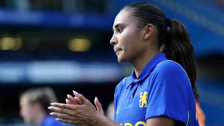 Alyssa Thompson after Chelsea's 1-1 draw with Aston Villa to open the 2026-27 WSL season. Alyssa Thompson after Chelsea's 1-1 draw with Aston Villa to open the 2026-27 WSL season.
