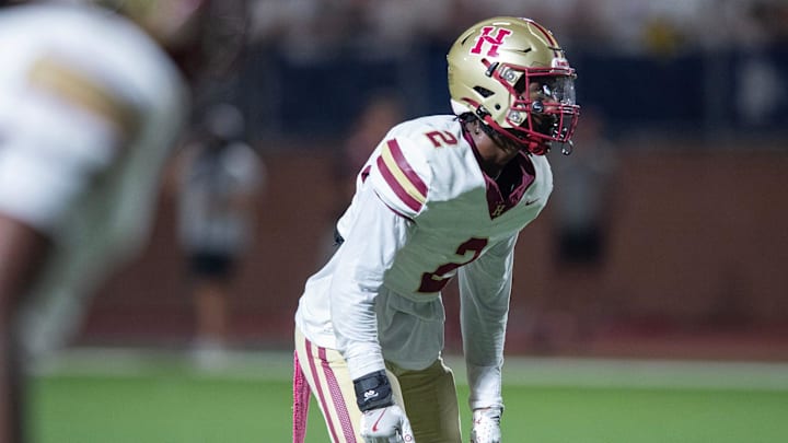 Hartfield's Bralan Womack (2) and the Hawks take on MRA in Madison, Miss., Friday, Oct. 11, 2024.