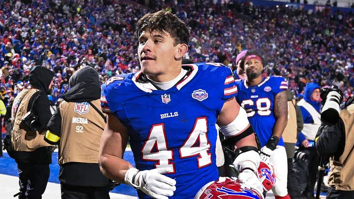 Jan 4, 2026; Orchard Park, New York, USA; Buffalo Bills linebacker Joe Andreessen (44) leaves the field after a game against the New York Jets at Highmark Stadium. Jan 4, 2026; Orchard Park, New York, USA; Buffalo Bills linebacker Joe Andreessen (44) leaves the field after a game against the New York Jets at Highmark Stadium.