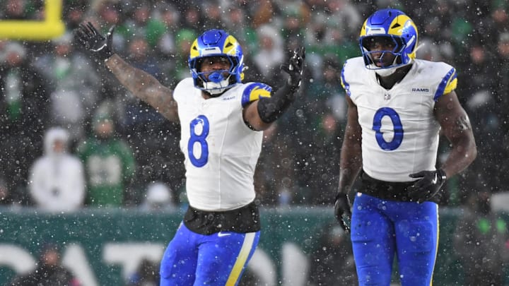 Los Angeles Rams linebacker Jared Verse (8) is favored to win the DROY. 