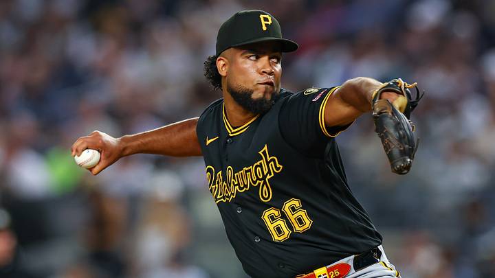 Jul 20, 2026; Bronx, New York, USA; Pittsburgh Pirates pitcher Wilber Dotel (66) delivers a pitch fourth inning against the New York Yankees at Yankee Stadium. Mandatory Credit: Vincent Carchietta-Imagn Images Jul 20, 2026; Bronx, New York, USA; Pittsburgh Pirates pitcher Wilber Dotel (66) delivers a pitch fourth inning against the New York Yankees at Yankee Stadium. Mandatory Credit: Vincent Carchietta-Imagn Images