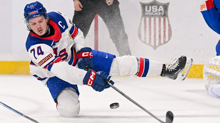 Buffalo Sabres prospect Brodie Ziemer, a University of Minnesota forward while playing for Team USA