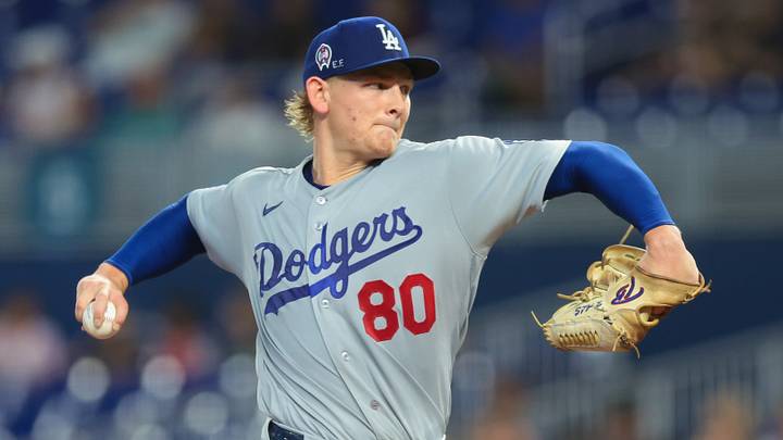 Sep 13, 2026; Miami, Florida, USA; Los Angeles Dodgers starting pitcher Emmet Sheehan (80) delivers a pitch against the Miami Marlins during the first inning at loanDepot Park. Mandatory Credit: Sam Navarro-Imagn Images Sep 13, 2026; Miami, Florida, USA; Los Angeles Dodgers starting pitcher Emmet Sheehan (80) delivers a pitch against the Miami Marlins during the first inning at loanDepot Park. Mandatory Credit: Sam Navarro-Imagn Images
