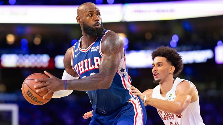 Oct 22, 2026; Philadelphia, Pennsylvania, USA; Philadelphia 76ers forward LeBron James (23) controls the ball against Cleveland Cavaliers guard Tyrese Proctor (24) during the second quarter at Xfinity Mobile Arena. Mandatory Credit: Bill Streicher-Imagn Images Oct 22, 2026; Philadelphia, Pennsylvania, USA; Philadelphia 76ers forward LeBron James (23) controls the ball against Cleveland Cavaliers guard Tyrese Proctor (24) during the second quarter at Xfinity Mobile Arena. Mandatory Credit: Bill Streicher-Imagn Images