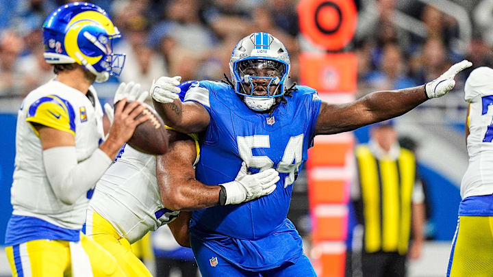 Detroit Lions defensive tackle Alim McNeill (54). Detroit Lions defensive tackle Alim McNeill (54).