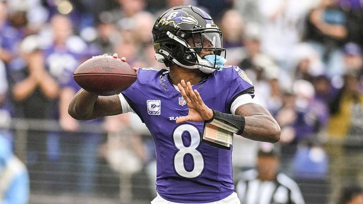Baltimore Ravens quarterback Lamar Jackson (8) drops back to pass during the first half against the Tennessee Titans at M&T Bank Stadium. Mandatory Credit: Tommy Gilligan-Imagn Images