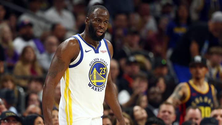 Apr 17, 2026; Phoenix, Arizona, USA; Golden State Warriors forward Draymond Green (23) against the Phoenix Suns during the play-in rounds of the 2026 NBA Playoffs at Mortgage Matchup Center. Mandatory Credit: Mark J. Rebilas-Imagn Images