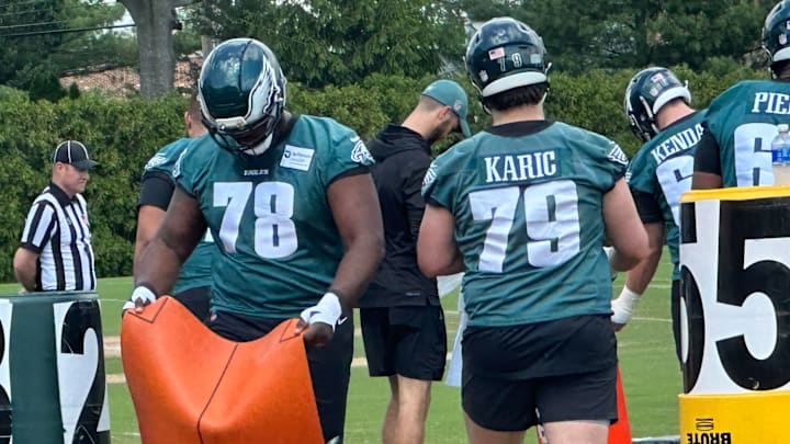 Eagles rookie OT Myles Hinton (No. 78) at rookie camp. 