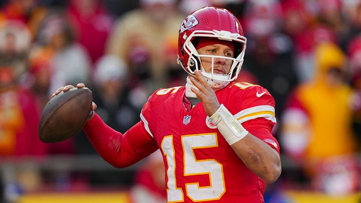 Dec 14, 2025; Kansas City, Missouri, USA; Kansas City Chiefs quarterback Patrick Mahomes (15) throws a pass during the second half against the Los Angeles Chargers at GEHA Field at Arrowhead Stadium. Mandatory Credit: Jay Biggerstaff-Imagn Images