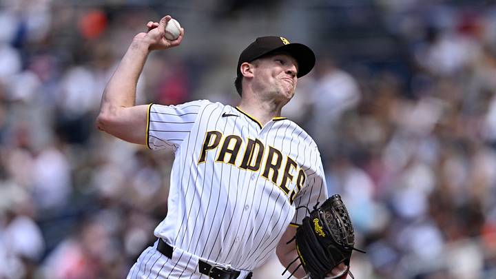 Apr 1, 2026; San Diego, California, USA; San Diego Padres starting pitcher Nick Pivetta (27) delivers during the first inning against the San Francisco Giants at Petco Park. Mandatory Credit: Denis Poroy-Imagn Images Apr 1, 2026; San Diego, California, USA; San Diego Padres starting pitcher Nick Pivetta (27) delivers during the first inning against the San Francisco Giants at Petco Park. Mandatory Credit: Denis Poroy-Imagn Images