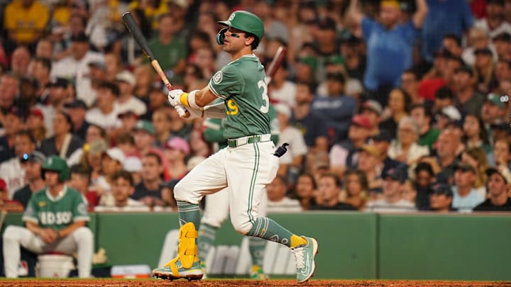 Jul 11, 2025; Boston, Massachusetts, USA; Boston Red Sox third base Marcelo Mayer (39) hits a double to drive in a run against the Tampa Bay Rays in the fourth inning at Fenway Park. Mandatory Credit: David Butler II-Imagn Images