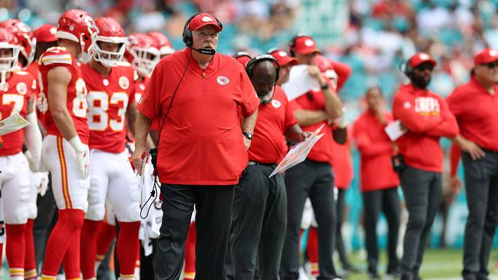 Sep 27, 2026; Miami Gardens, Florida, USA; Kansas City Chiefs head coach Andy Reid looks on from the sideline during the fourth quarter against the Miami Dolphins at Hard Rock Stadium. Mandatory Credit: Nathan Ray Seebeck-Imagn Images Sep 27, 2026; Miami Gardens, Florida, USA; Kansas City Chiefs head coach Andy Reid looks on from the sideline during the fourth quarter against the Miami Dolphins at Hard Rock Stadium. Mandatory Credit: Nathan Ray Seebeck-Imagn Images