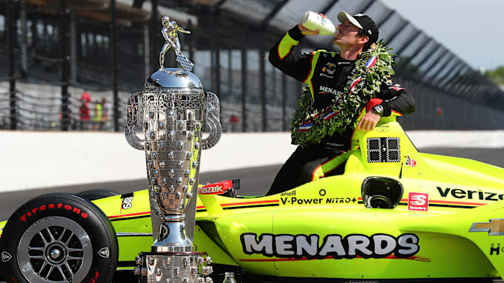 Simon Pagenaud after winning the 103rd Indianapolis 500.