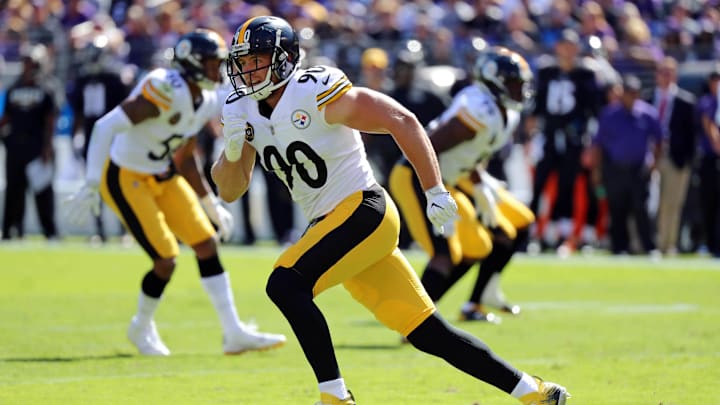 Pittsburgh Steelers linebacker TJ Watt defends a pass against the Baltimore Ravens at M&T Bank Stadium. 
