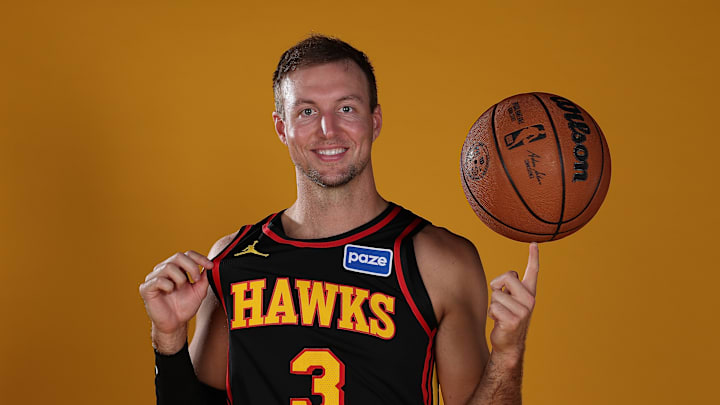 Hawks guard Luke Kennard at 2025 Media Day. 