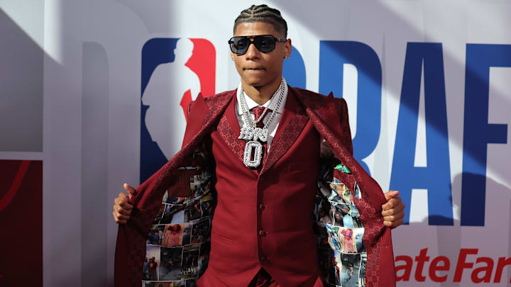Jun 25, 2025; Brooklyn, NY, USA; Jeremiah Fears arrives before the first round of the 2025 NBA Draft at Barclays Center. Mandatory Credit: Brad Penner-Imagn Images Jun 25, 2025; Brooklyn, NY, USA; Jeremiah Fears arrives before the first round of the 2025 NBA Draft at Barclays Center. Mandatory Credit: Brad Penner-Imagn Images
